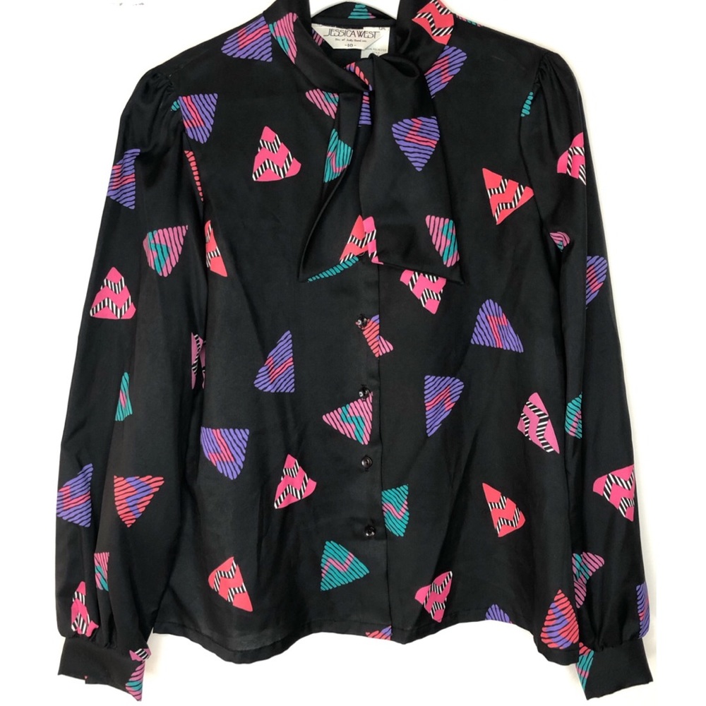 VNTG 80s geometric blouse by Jessica West Sm/Med